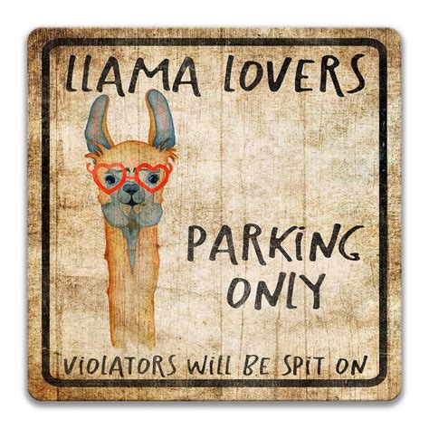 Llama Sign Funny Metal Signs Llama Accessories Llama Parking Etsy