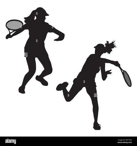 Vector Illustration Of Female Tennis Player Silhouette Stock Vector Image And Art Alamy