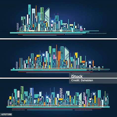 Abstract Modern City Skyline At Night Stock Illustration Download
