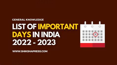 List Of Important Days In India And The World 2022 2023 Best