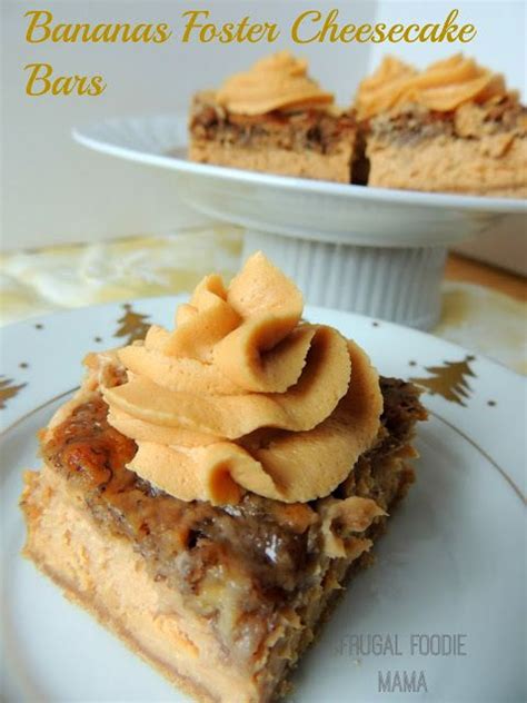 bananas foster cheesecake bars with caramel rum frosting via perfectpie