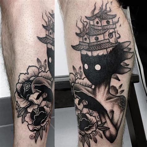 Maybe you would like to learn more about one of these? darkhead tattoo design blackwork monster creature creepy dotwork agatha schnips flower peony ...