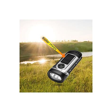 Thorfire Led Flashlight Solar Powered And Hand Cranking Rechargeable