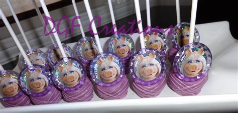Miss Piggy purple cake pops with light purple strips. | Purple cake pops, Cake pops, Purple cakes