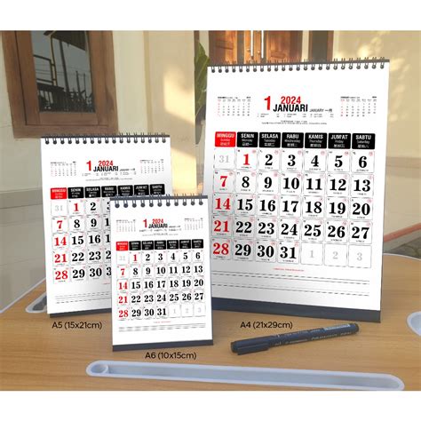 Desk Calendar 2024 Notes 05 Size A6 A5 A4 Equipped With Javanese