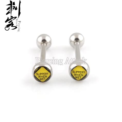 Slippery When Wet Logo Barbell Tongue Rings Mixed Sizes Lot Of 30pcs Body Piercing Jewelry
