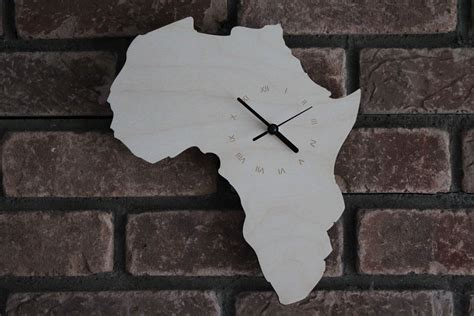 Custom Unique Bespoke Africa Shape Clock Africa Map Wooden Personalized