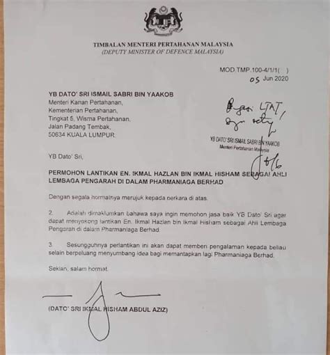 Contoh Surat Sokongan Kepada Perdana Menteri J3bat Derhaka