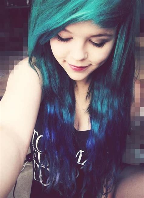 Lovely Lovely Green And Teal I Always Hope That You Are Real Scene Emo Scene Hair Dying My