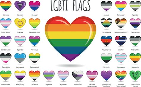 Set Of 34 Heart Shaped Designs With The Lgbtiq Sexual And Gender