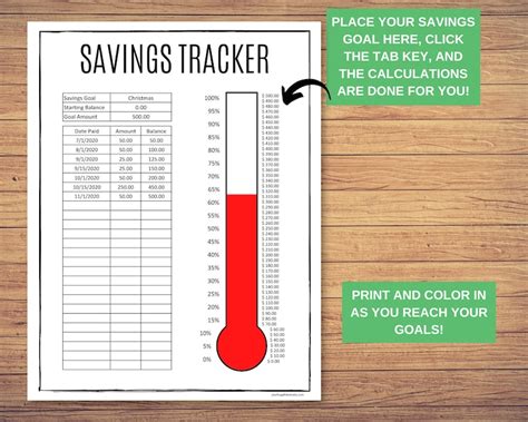 Savings Fund Printable Savings Tracker Savings Goal Etsy