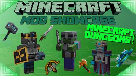 Minecraft Dungeons Minecraft Mod Showcase Mobs And Gear Youtube