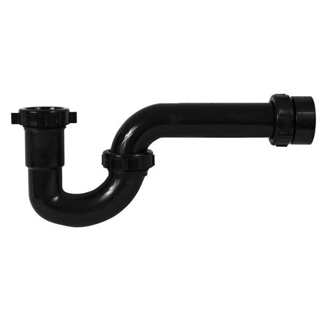 Oatey 1 12 In Black Plastic Sink Drain P Trap With Threaded Adapter And Reversable J Bend