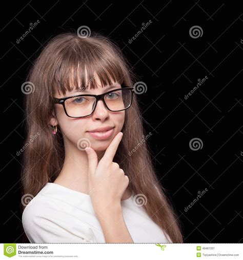 Schoolgirl In Glasses Stock Image Image Of Knowledge 49461337
