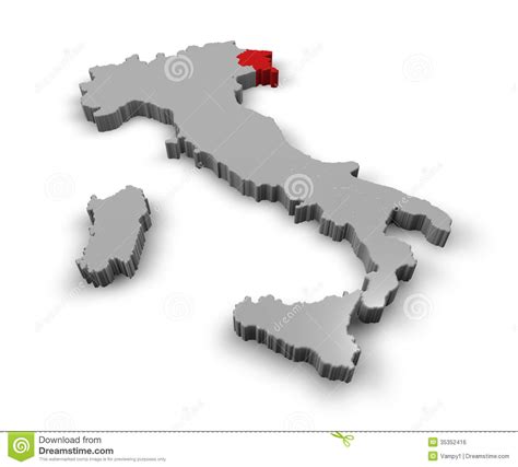 Karte Von Italien Friuli Venezia Giulia Stock Abbildung - Illustration ...