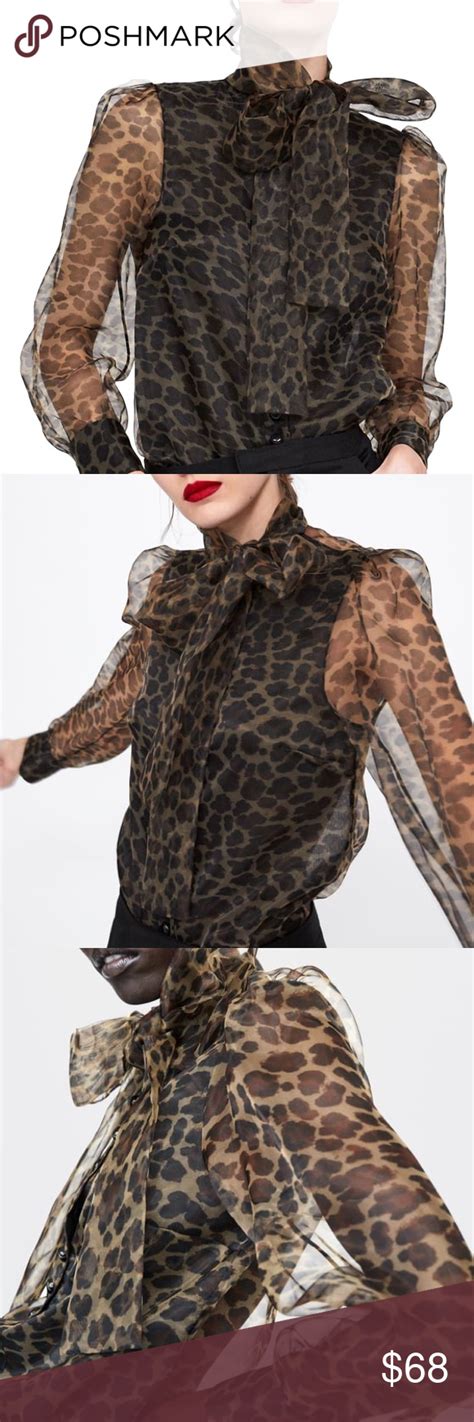 Last Size S Zara Leopard Print Organza Blouse Organza Blouse Zara