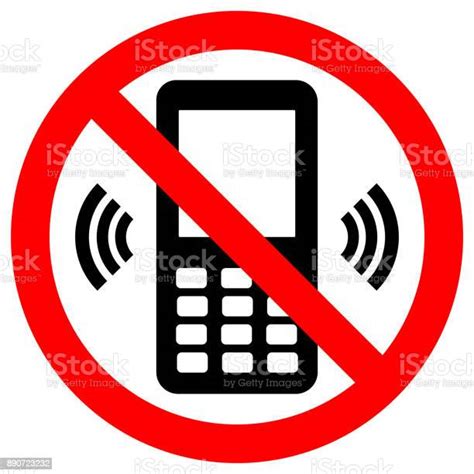 No Cell Phones Sign Button Mobile Phone Icon In Red Crossed Out Circle