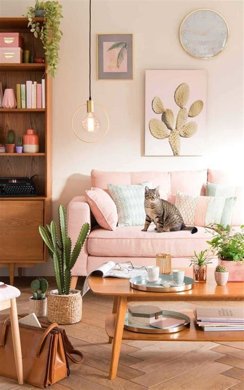 Hazel and brown design company. Nice 20+ Green Living Room With Blush Pink Sofa | Pink ...