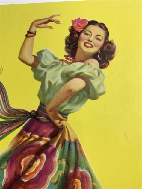 Original 1940s Pin Up Calendar Art Frahm Artist Queen Of Fiesta