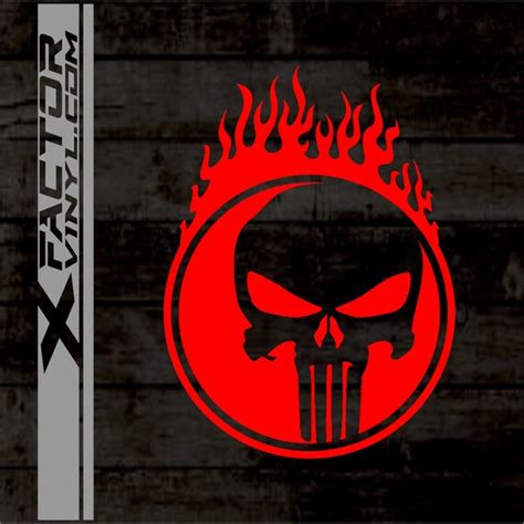 Flaming Punisher Skull Vinyl Dicut Decal 4 Sizes14 Colors Etsy