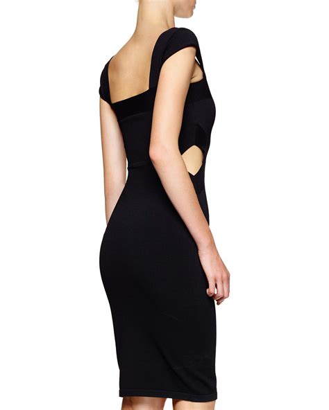 Lyst - Stella mccartney Side Cutout Cap-sleeve Sheath Dress in Black