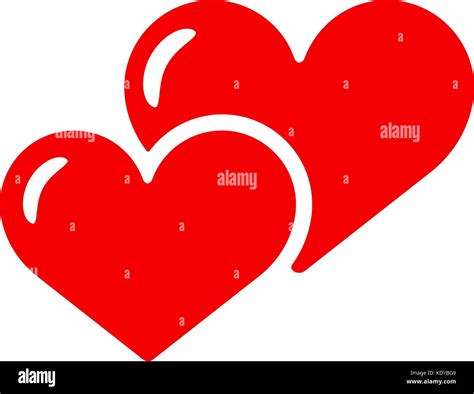 Zwei Herzen Symbol Vektor Isoliert Liebe Rot Smbol Stock Vektorgrafik