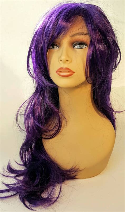 Long Purple Wig Long Wavy Purple Wig Purple Wig Wavy Purple Etsy