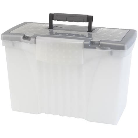 Storex 61511u01c Clear Plastic Portable Letter Legal File Storage Box