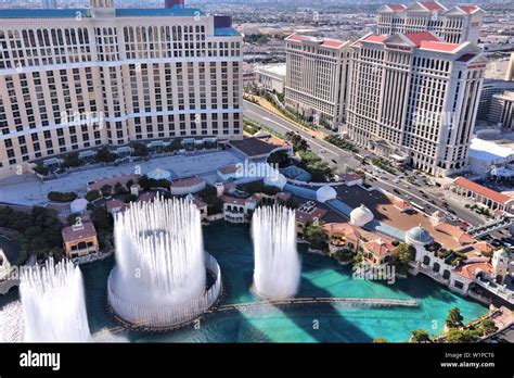 Las Vegas Usa April 14 2014 Bellagio And Caesars Palace View In