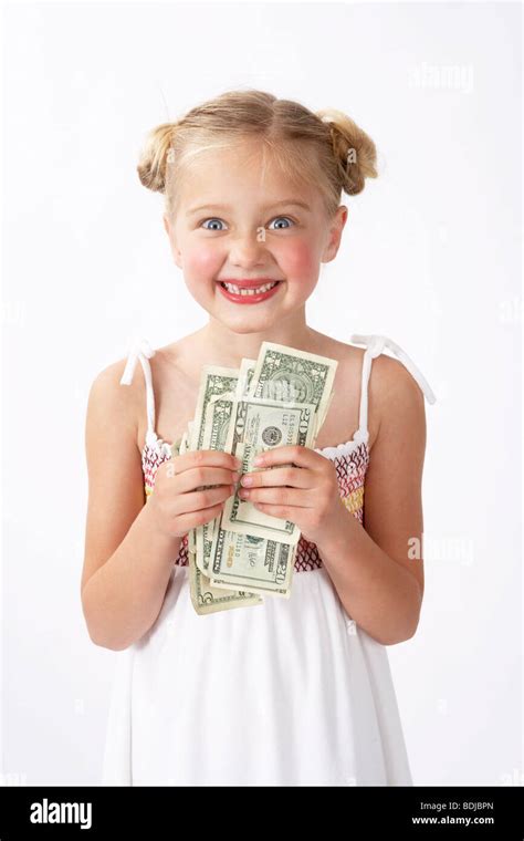 Girl With Money Stock Photo Alamy