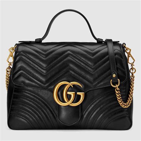 Gucci Gg Women Gg Marmont Medium Top Handle Bag Black Brandsoff