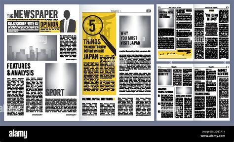 Newspaper Headline Press Layout Template Of Newspaper Cover And Pages