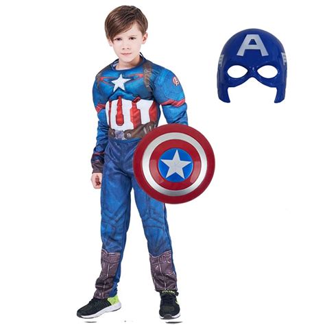 Superhero Kids Muscle Captain America Costume The Avengers Child