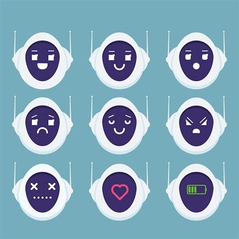 Tête De Robot Mignon émotion Avatar Concept Android Emoji Vecteur Premium