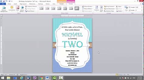 Microsoft Word Birthday Card Template Professional Template