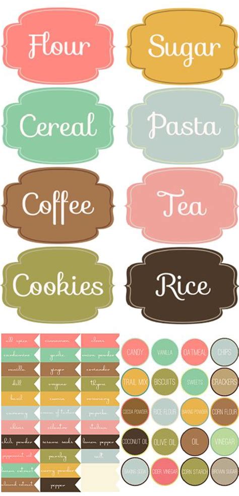 All of these templates will fit well on many normal sized labels. Free printable pantry labels