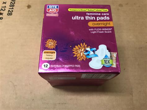 Rite Aid Ultra Thin Pads Overnight Heavy W Wings Light Fresh Scent