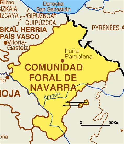 Navarra grenst aan de autonome regio's baskenland (provincies guipúzcoa en álava), la rioja, aragon (provincies zaragoza en huesca), en aan frankrijk. Kaart Spanje Vakantie Provincies: Navarra en Pamplona ...