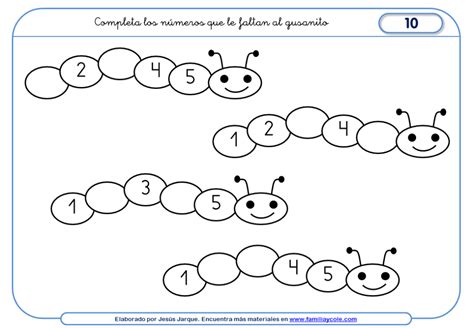 Completar Números Del 1 Al 5 Fichas Para Descargar Familia Y Cole