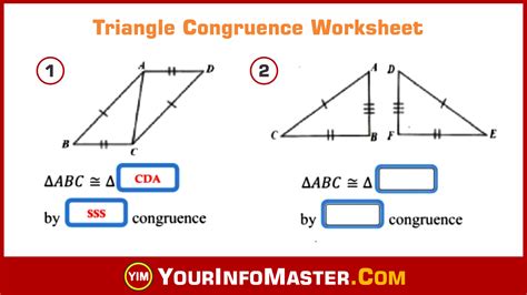 Triangle Congruence Worksheet Your Info Master