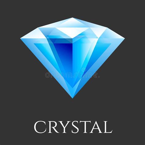 Vector Illustration Of Blue Shine Triangle Crystal Isolated Diamond