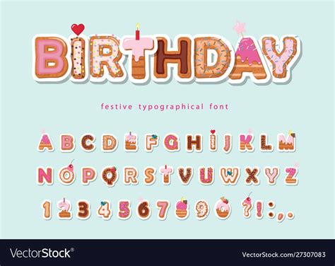 Cake Cartoon Font Cute Sweet Alphabet Royalty Free Vector