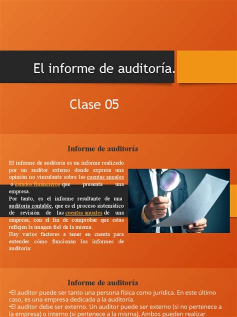 Clase 05 El Informe De Auditoría Pdf Auditoría Contralor