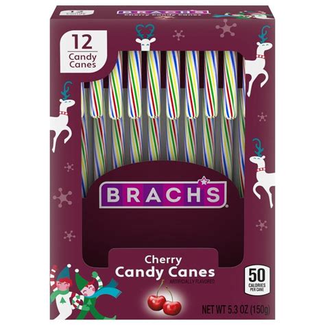 Brachs Holiday Cherry Candy Canes 12ct Box 53oz