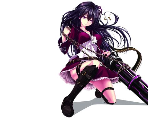 Black Hair Anime Girl With Gun