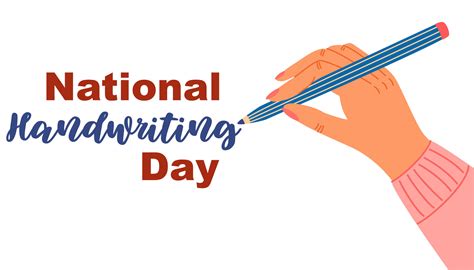 National Handwriting Day Hand With Pencil Flat Vector Banner Design