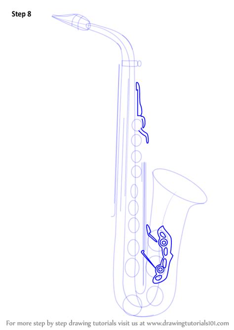 Begin by drawing the bell of the saxophone. Learn How to Draw a Saxophone (Musical Instruments) Step ...