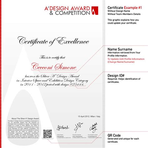 A Design Award And Competition Winners Certificate