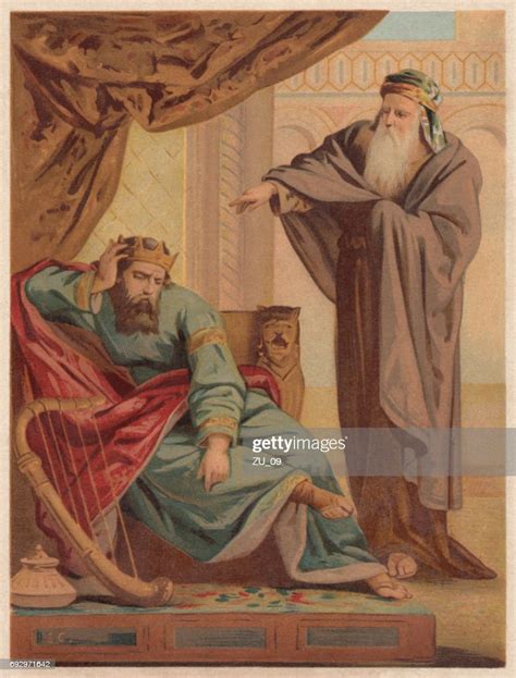 Nathan The Prophet Confronts David Chromolithograph High Res Vector