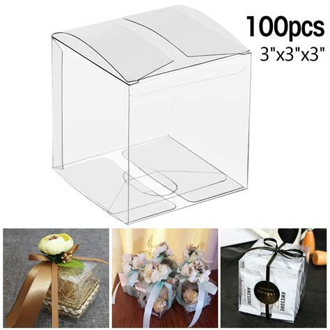 3x3 100 Clear Plastic Candy T Boxes Thick Pvc Anti Scratch Holiday